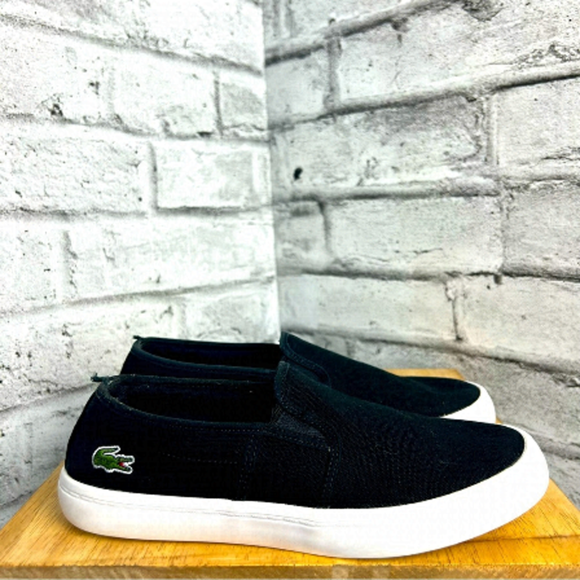 Lacoste Shoes - Lacoste Gazon Black Canvas Slip On Sneakers